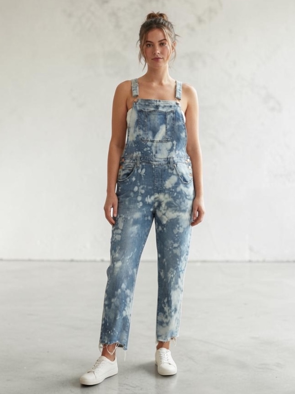 Upcycled Universal Thread Custom Acid Washed Denim Overalls 16 Medium Wash